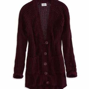 American Eagle Burgundy chunky knit cardigan